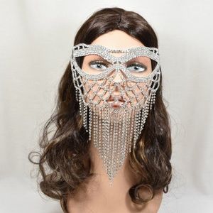 Silver Rhinestone Masquerade Mask